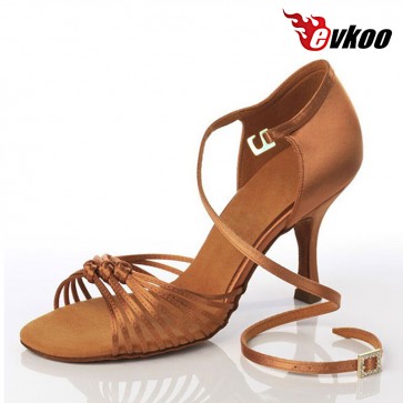 Satin woman Latin ballroom tango salsa dance shoes with high thin heel 