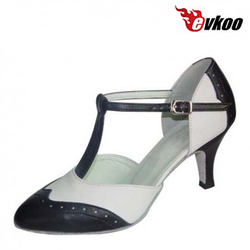 Genuine leather red and white color modern ballroom dance shoes for ladies