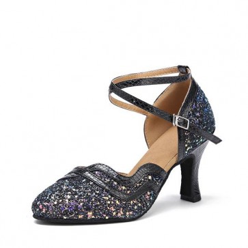 Multicolor Sequin Snake-skin Spliced Cross Strap High-heel Professional Indoor Women's Latin / Ballroom / Modern Dance Performance Shoes