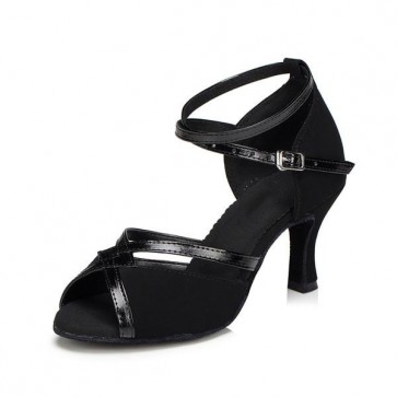 Women's Professional Latin Dance Shoes, Peep-toe Stiletto with Crisscross Ankle Straps