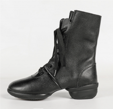 Genuine Leather Lace‑Up Side‑Zipper Soft‑Sole Square Dance Boots