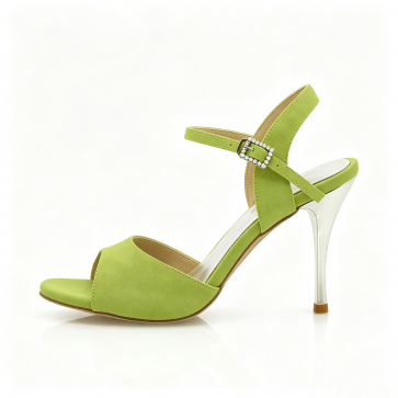 Multicolor Matte Rhinestone‑Buckle Stiletto Latin Dance Sandals