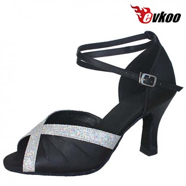 Evkoo Dance Satin With Shiny Woman Open Toe Latin Salsa Dance Shoes evkoo-165