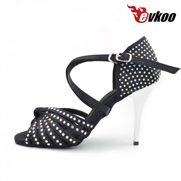 Evkoo Latin Dance Free Shipping Top Quality 8.5cn Silm High Heel Silver-9 cm E-Salon Shoes E-Salsa Woman Evkoo-372