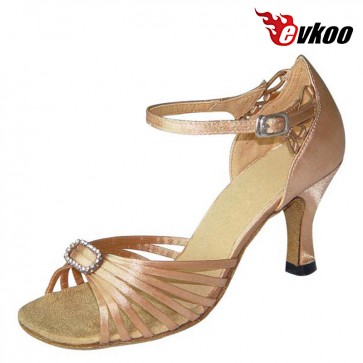 Evkoo Dance Brand Woman Salsa Latin Shoes Four Different Color For Choice 7cm Heel Evkoo-201