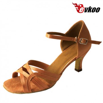 Evkoodance Brand Satin Salsa Practice Shoes For Ladies Hot Sale Free Shipping Dance Shoes Evkoo-258