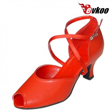  Red Patent 7cm Heel Long X-strap Woman Open Toe Ballroom Salsa Tango Latin Dance Shoes Low Heels Free Shipping Evkoo-286