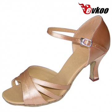 Evkoo Dance Black Khaki Leopard Woman Dance Shoes 7cm Satin Soft Sole Latin Shoes Evkoo-095