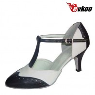 Genuine leather red and white color modern ballroom dance shoes for ladies