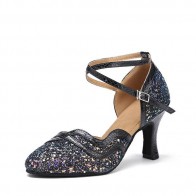 Multicolor Sequin Snake-skin Spliced Cross Strap High-heel Professional Indoor Women's Latin / Ballroom / Modern Dance Performance Shoes