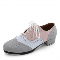 Color-block Brogue Lace-up Professional Tap Dance Shoes