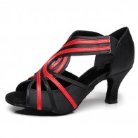 Elastic Ribbon Hollow High-Heel Latin Dance Shoes
