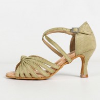 Matcha Green Suede Knotted Cross‑Strap Latin Dance Shoes