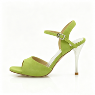 Multicolor Matte Rhinestone‑Buckle Stiletto Latin Dance Sandals