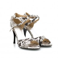 Snake Print Double‑Buckle Stiletto Latin Dance Shoes