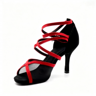 Custom-made Red-Black Suede Upper Mesh Breathable Latin Dance Shoes with PU Outsole for Women & Adults European & American Style