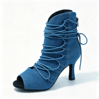 Women Mambo Queen Suede Lace-up High Quality Cotton Lining Ballroom/Latin Dance Boots Evkoodance