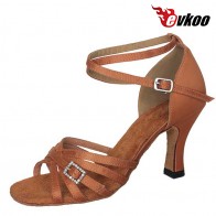 Black Red Khaki Sliver Women's Latin/Ballroom/Salsa Shoes Made By Satin With Crystal Or Shiny Material 7cm Heel Evkoo-264