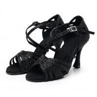 Rhinestone-Encrusted High‑Heel Professional Latin Dance Shoes for Women (Performance Edition)