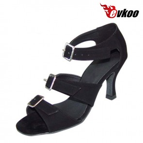 Nubuck black and khaki color can for choice ladies Latin ballroom dance shoes