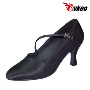 Woman modern black and white color dance shoes satin material 7cm heel can be custom 