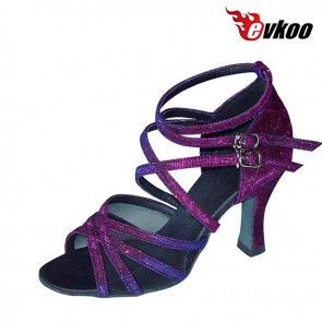 Purple chameleon and pu leather woman Latin ballroom dance shoes 