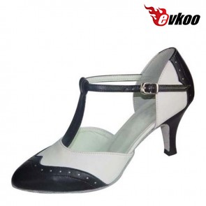 Genuine leather red and white color modern ballroom dance shoes for ladies