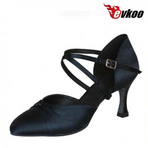 Woman modern ballroom dance shoes satin material heel can be custom