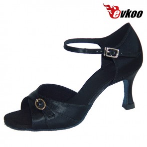 Evkoo Dance Crystal Buckles Woman Salsa Shoes Satin 7cm Heel Hot Sale Free Shipping Evkoo-176