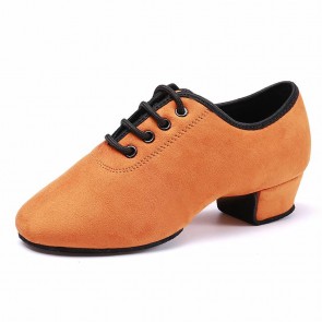 Suede Lace-up Block Heel Professional Latin Dance Shoes