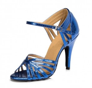Snake-Pattern Metallic Crisscross Strap Ankle-Buckle Stiletto Latin Dance Shoes (Multi-color Optional)