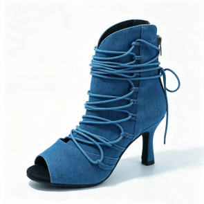 Women Mambo Queen Suede Lace-up High Quality Cotton Lining Ballroom/Latin Dance Boots Evkoodance