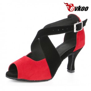Evkoo Latin Dance Shoes 7cm Heel Nubuck Material Low Price High Quality Hot Sale Evkoo-389