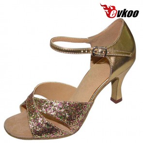 Evkoo Dance Patent Leather With Shiny Woman Latin Salsa Dance Shoes 7cm Heel Active Color For Dancing Evkoo-115