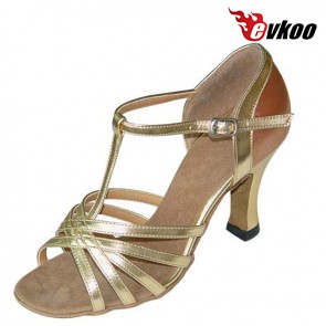 Evkoo Dance  New Arrival Salsa Dancing Shoes T-strap Design Made By Pu Leather Evkoo-120
