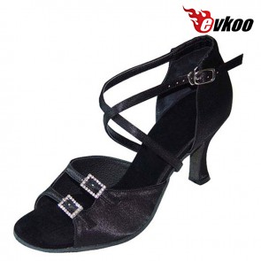 Evkoo Dance Satin With Crystal Buckle Woman Latin Tango 7cm Dance Shoes Free Shipping Evkoo-126
