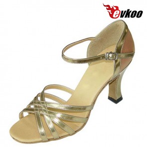 Evkoo Dance Summer Cool Woman Latin Dance Shoes Satin White Or Golden Pu For Your Choice Evkoo-127