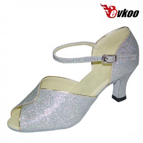  New Style Shiny Woman Modern Ballroom Dance Shoes 7cm Heel Open Toe Factory Price Shoes Evkoo-285