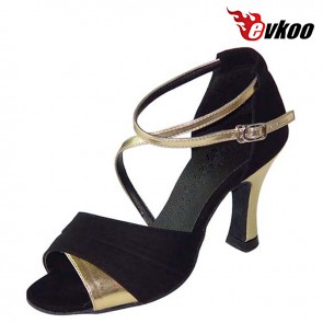 Free Shipping Evkoodance Brand Golden And Silver Pu Salsa Dance Shoes Leather Sole Latin Shoes Women Evkoo-195