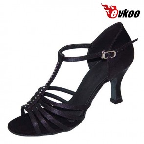 Evkoo Dance Popular Woman Dance Shoes Tango Salsa 7cm Heel Black Khaki Tan Color Made By Satin Or Imitate Leather Evkoo-218