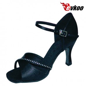 Evkoo Dance Brand Satin With Diamond Special Design Latin Shoes Woman With Middle 7cm Heel Evkoo-239