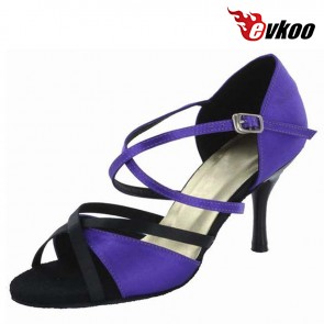 Woman Latin Salsa  Shoes With 8.3Cm High Heel Noble Purple Color Hot Sale Tango Dance Shoes Evkoo-245