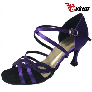 Evkoo Dance Nubuck With Satin  New Style Cheap High Quality Female Latin Salsa Dance Shoes Evkoo-156