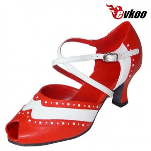 Genuine Leather 6cm Heel High Quality Salsa Shoes Dance Woman X-strap Design Evkoo-288