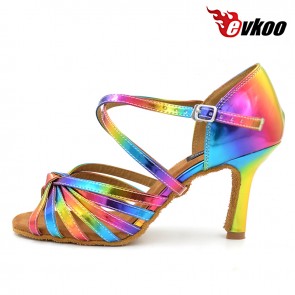 Multi color like rainbow  special desigh woman Latin ballroom dance shoes