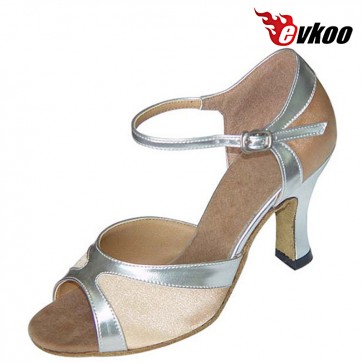 Evkoo Dance Bright Pu Leather With Shiny And Mesh Dancing Shoes Woman Dance Latin Evkoo-125