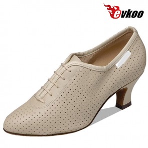 Evkoo Dance Perforated Genuine Leather Ballroom Dance Shoes Closed Toe High Quality 6cm Heel Evkoo-087
