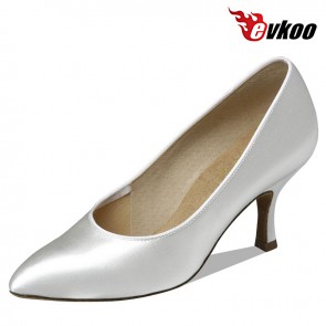 Evkoo Dance 7.3cm Satin White Color For Woman's Modern Dance Shoes Evkoo-083