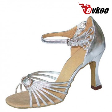 Evkoo Dance Brand Lady Shoes Salsa Dance 7cm Heel Pu With Crystal Buckle Salsa Latin Dance Shoes Evkoo-202