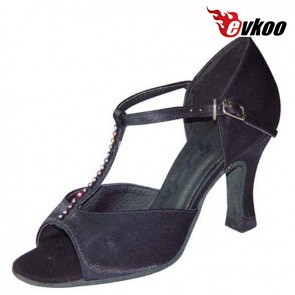 Evkoo Women Shoes For Dance Latin Satin Salsa Tango 7cm Dance Shoes Evkoo-109